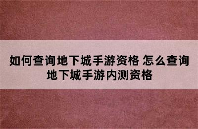 如何查询地下城手游资格 怎么查询地下城手游内测资格